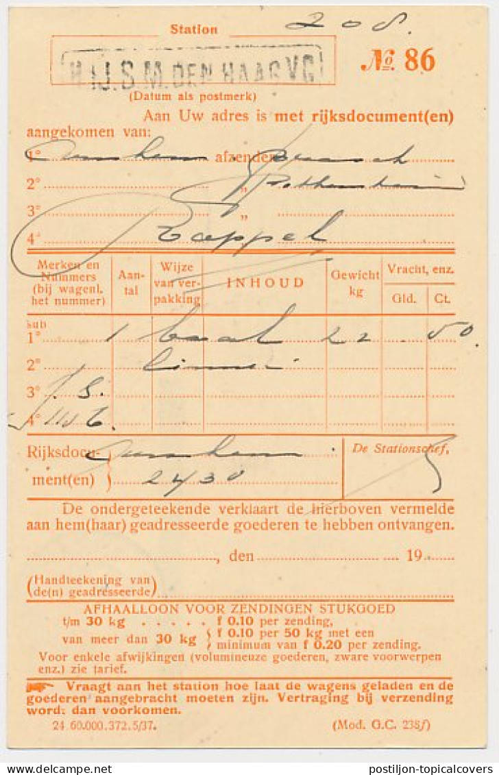 Spoorwegbriefkaart G. NS238 D - Locaal Te S Gravenhage  - Postal Stationery