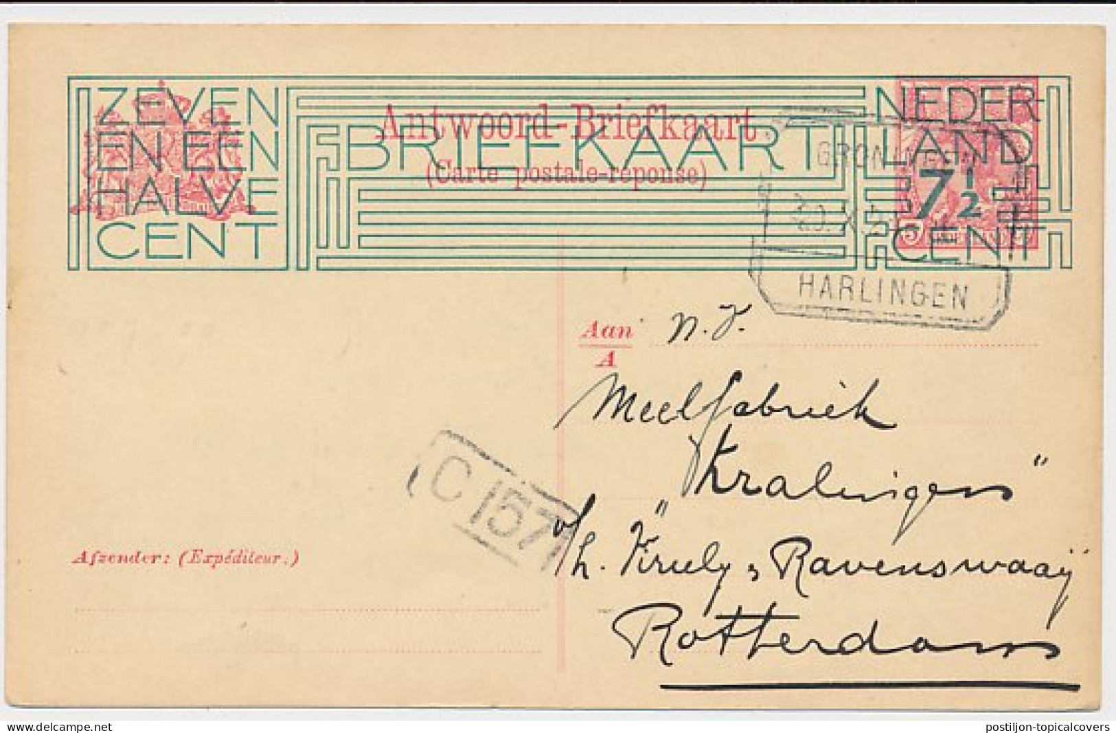 Treinblokstempel : Groningen - Harlingen II 1924 ( Dokkum ) - Unclassified