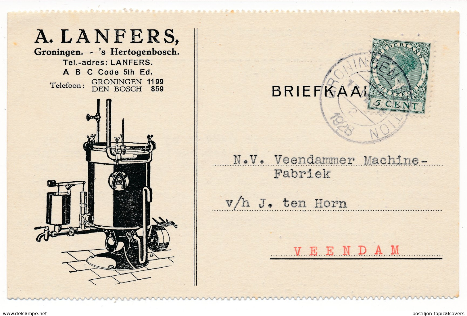 Firma Briefkaart Groningen 1928 - Machinefabriek - Unclassified