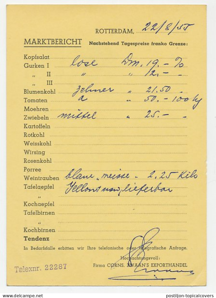 Firma Briefkaart Rotterdam 1955 - Export / Druiventros - Non Classés