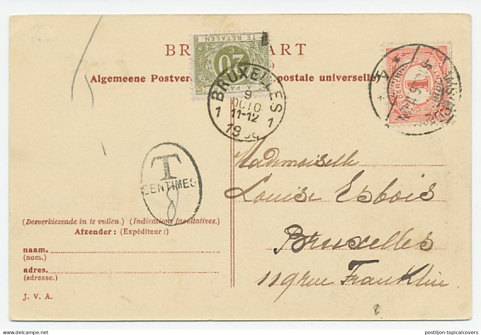 Em. Vurtheim Amsterdam - Brussel Belgie 1906 - Beport / T - Unclassified
