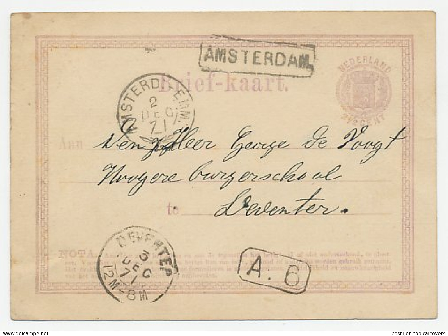 Trein Takjestempel Amsterdam - Emmerich 1871 - Lettres & Documents