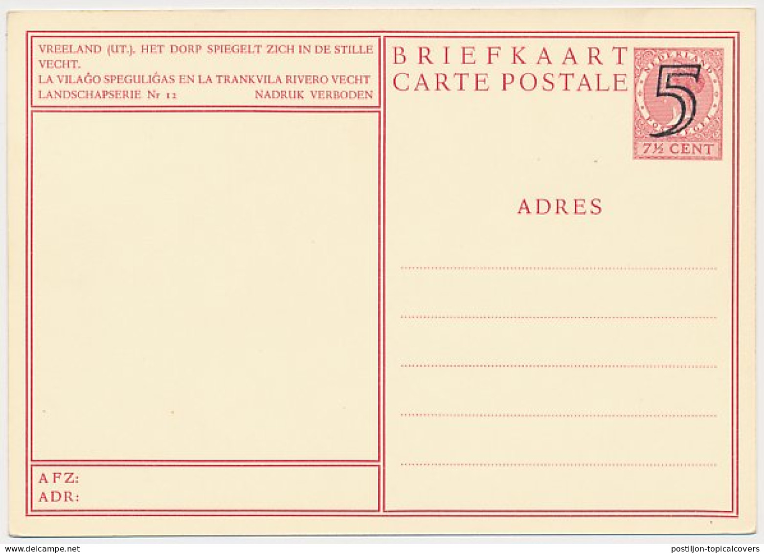 Briefkaart G. 287 L - Postal Stationery