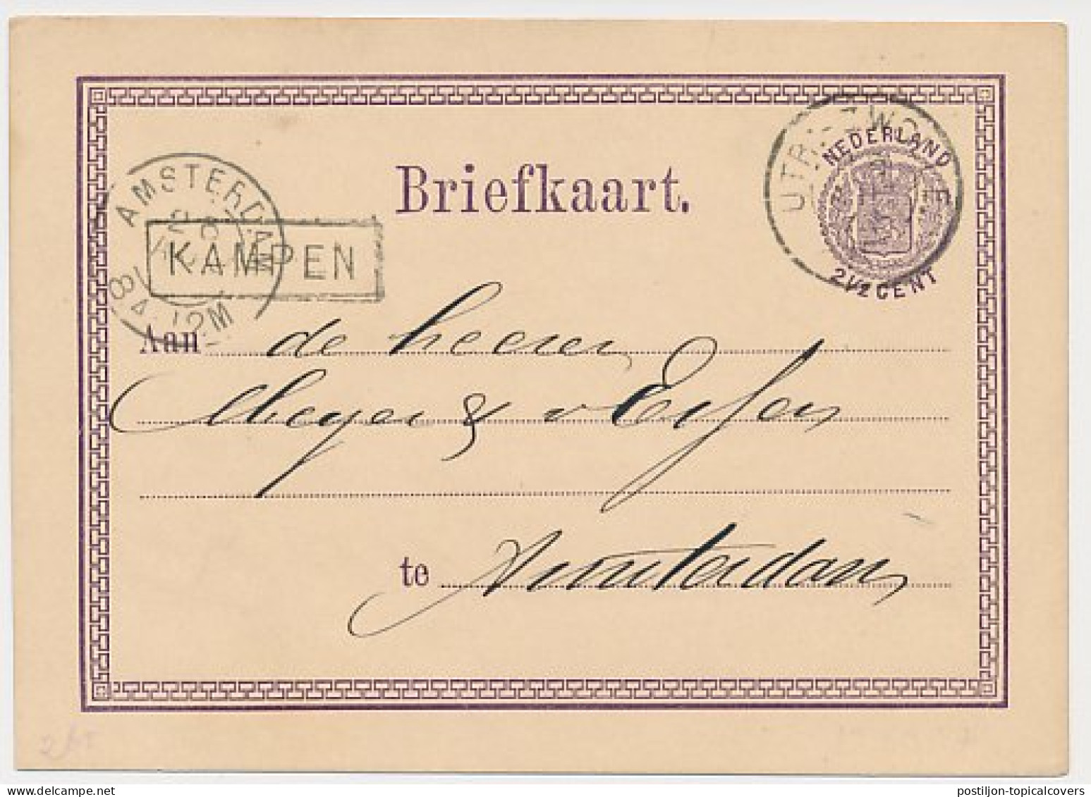 Trein Haltestempel Kampen 1875 - Lettres & Documents