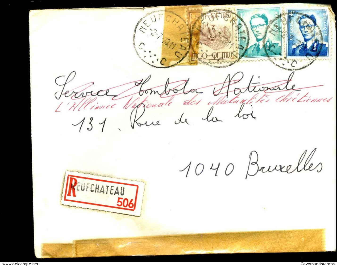 Aangetekende Cover Naar Bruxelles - Briefe U. Dokumente