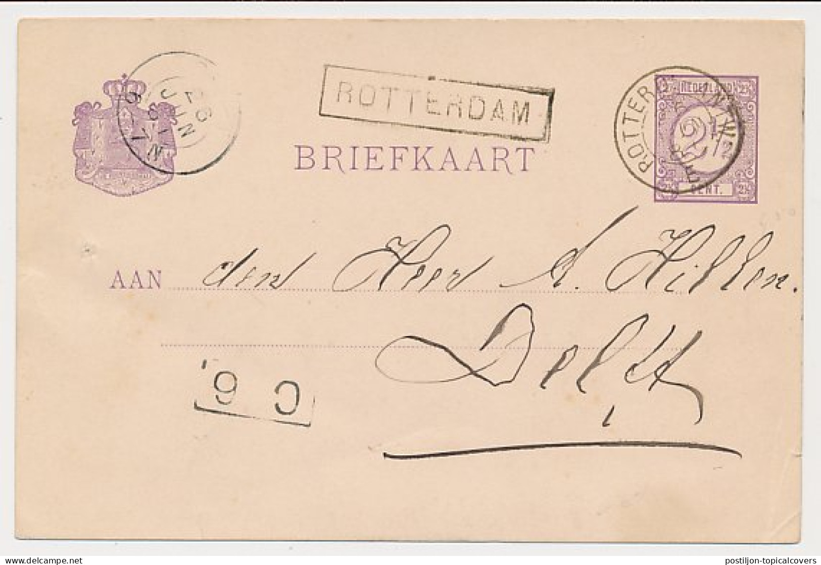 Trein Haltestempel Rotterdam 1881 - Briefe U. Dokumente