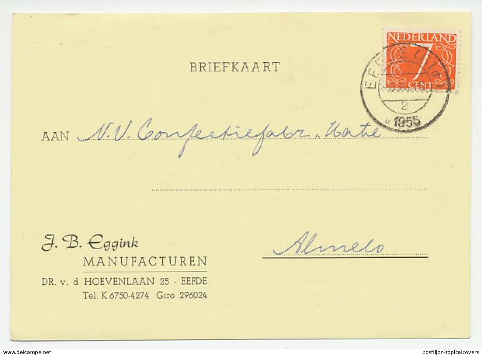 Firma Briefkaart Eefde 1955 - Manufacturen - Non Classés