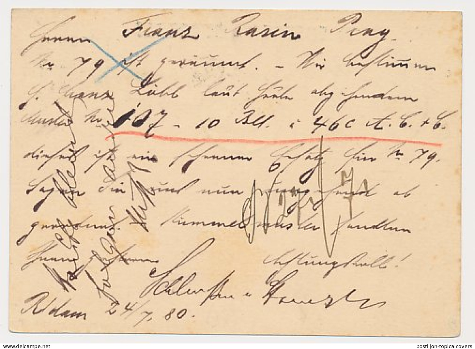 Trein Haltestempel Rotterdam 1880 - Cartas & Documentos