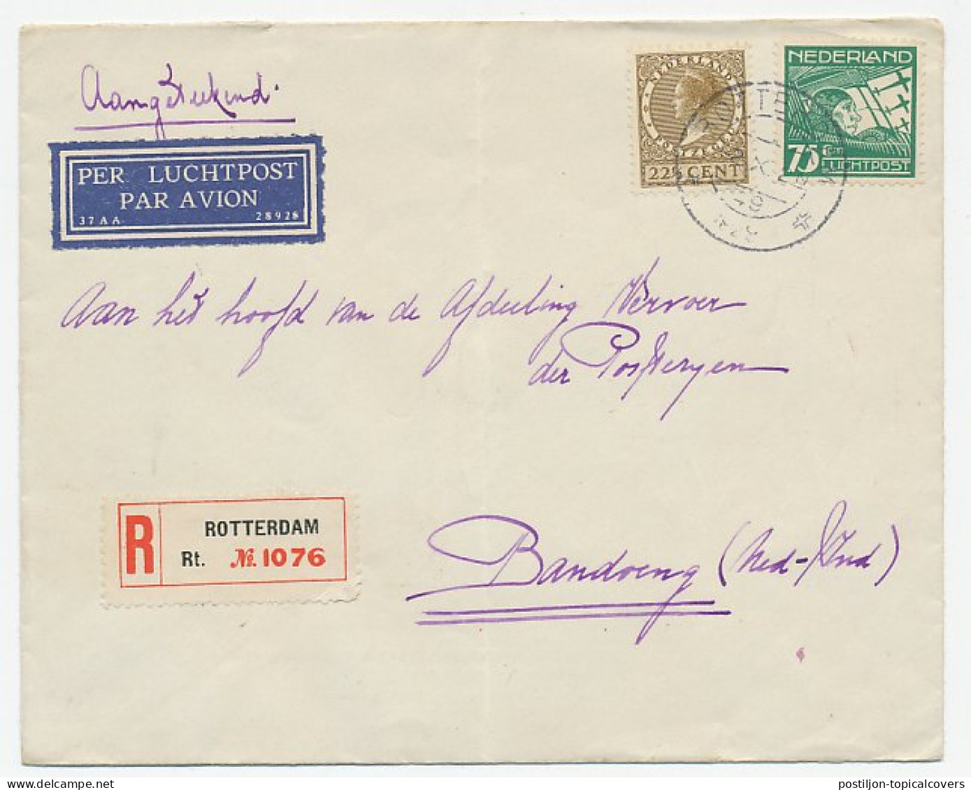 VH B 27 Q Amsterdam - Bandoeng Ned. Indie 1929 - Non Classés