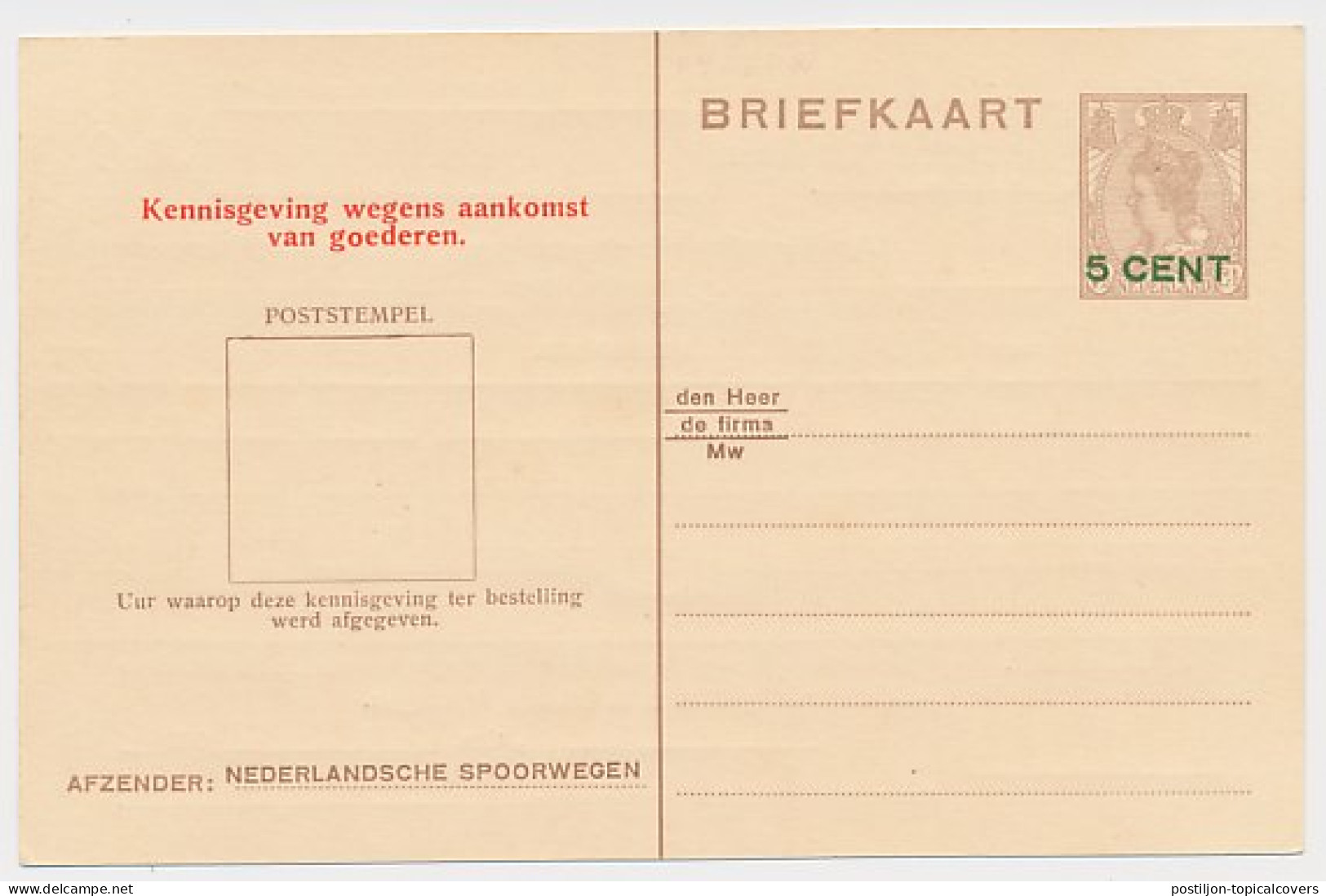 Spoorwegbriefkaart G. NS218 B - Postal Stationery