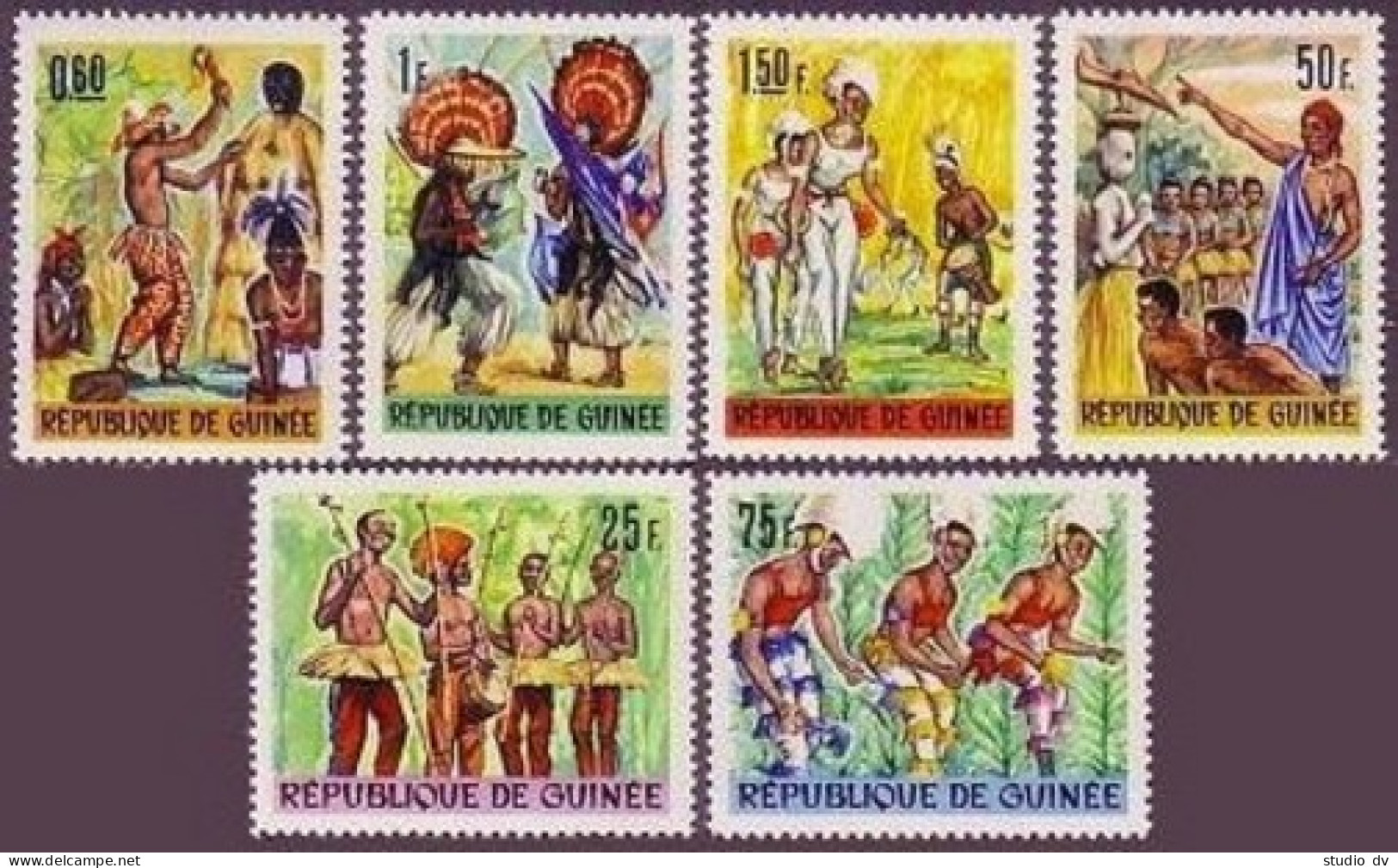 Guinea 436-441,hinged. Mi 396-401, Festival Art & Culture,1966.National Dancers. - Guinea (1958-...)