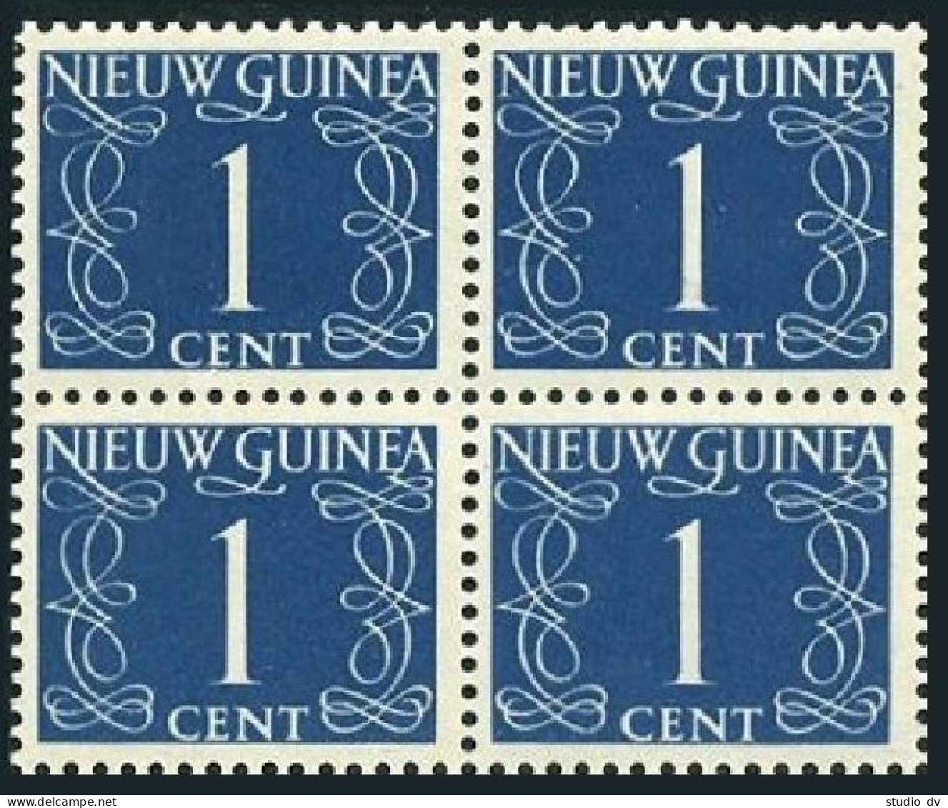 Neth New Guinea 1 Block/4, MNH. Michel 1. Definitive 1950. Numeral. - Guinea (1958-...)