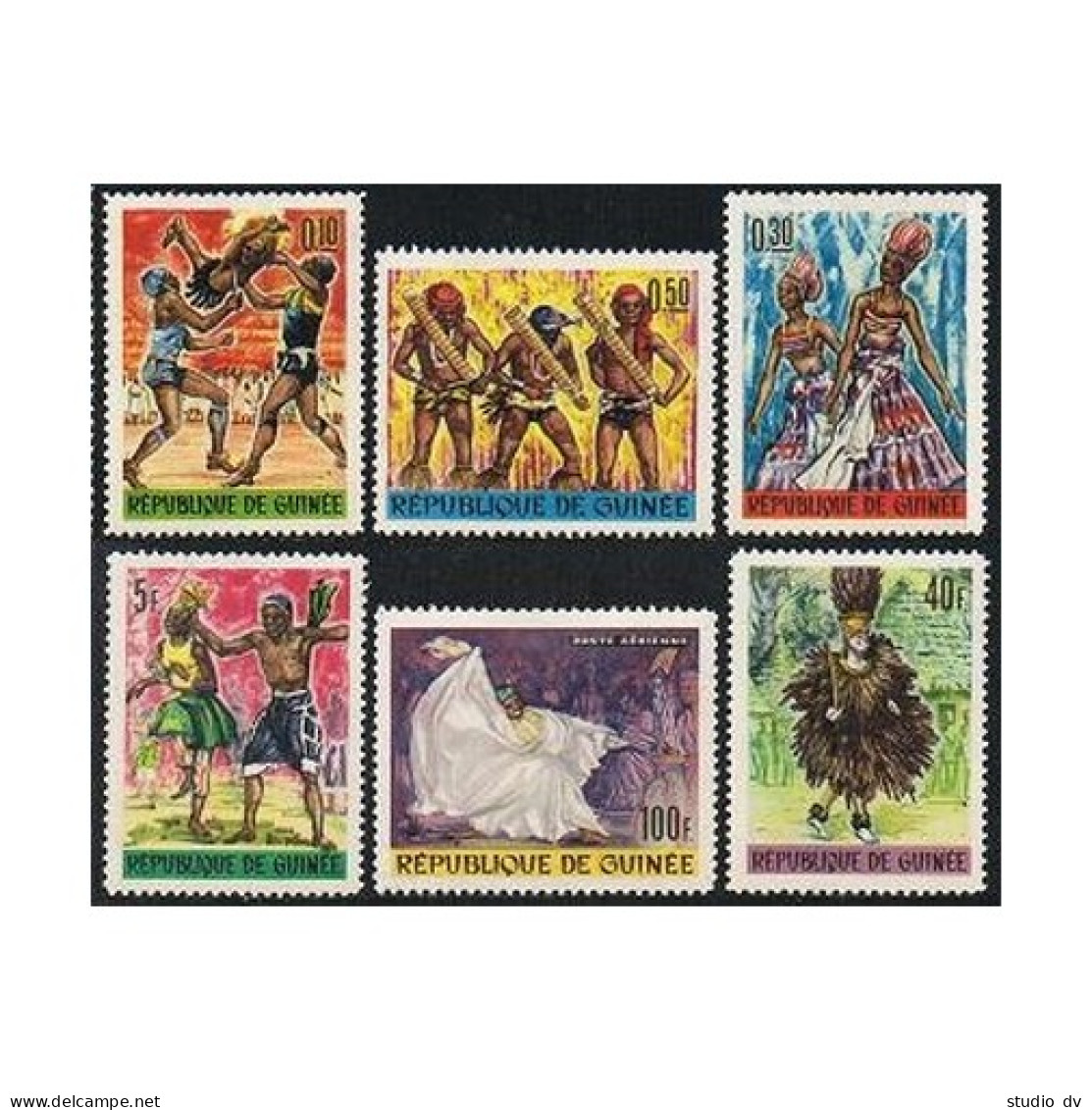 Guinea 405-409, C80, MNH. Michel 342-347. Festival Of African Art, 1968. Dance. - Guinea (1958-...)