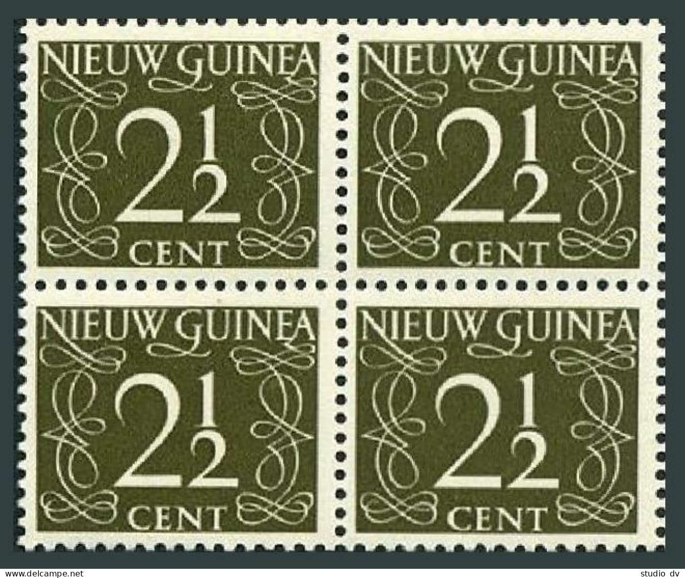 Neth New Guinea 3 Block/4, MNH. Michel 3. Definitive 1950. Numeral. - Guinée (1958-...)
