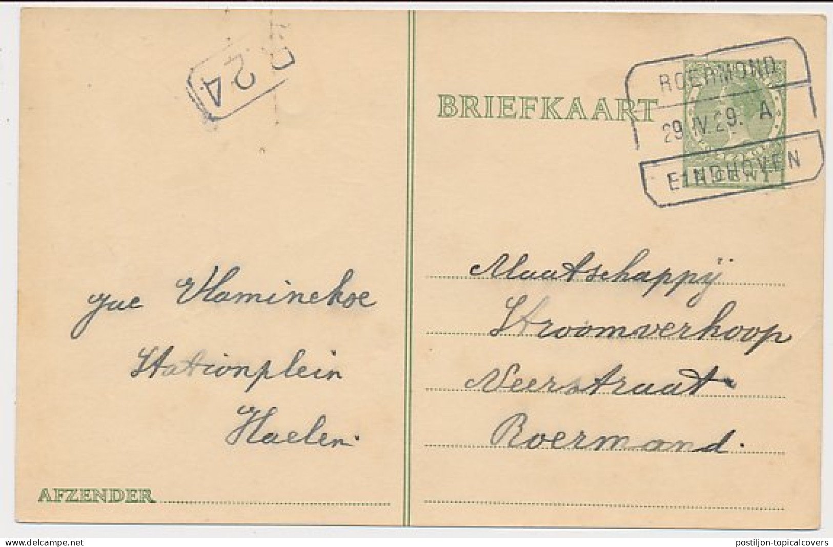 Treinblokstempel : Roermond - Eindhoven A 1929 ( Haelen ) - Unclassified