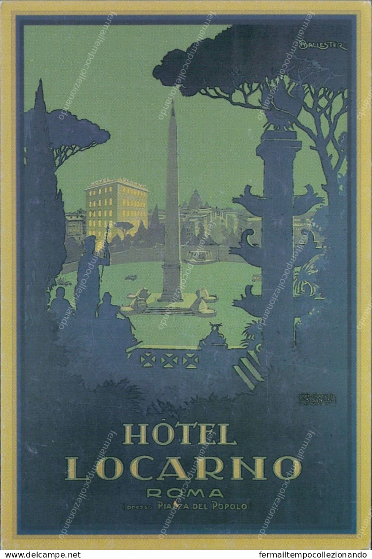 Cr445 Cartolina Roma Hotel Locarno Manifesto Eseguito Nel 1926 - Autres & Non Classés