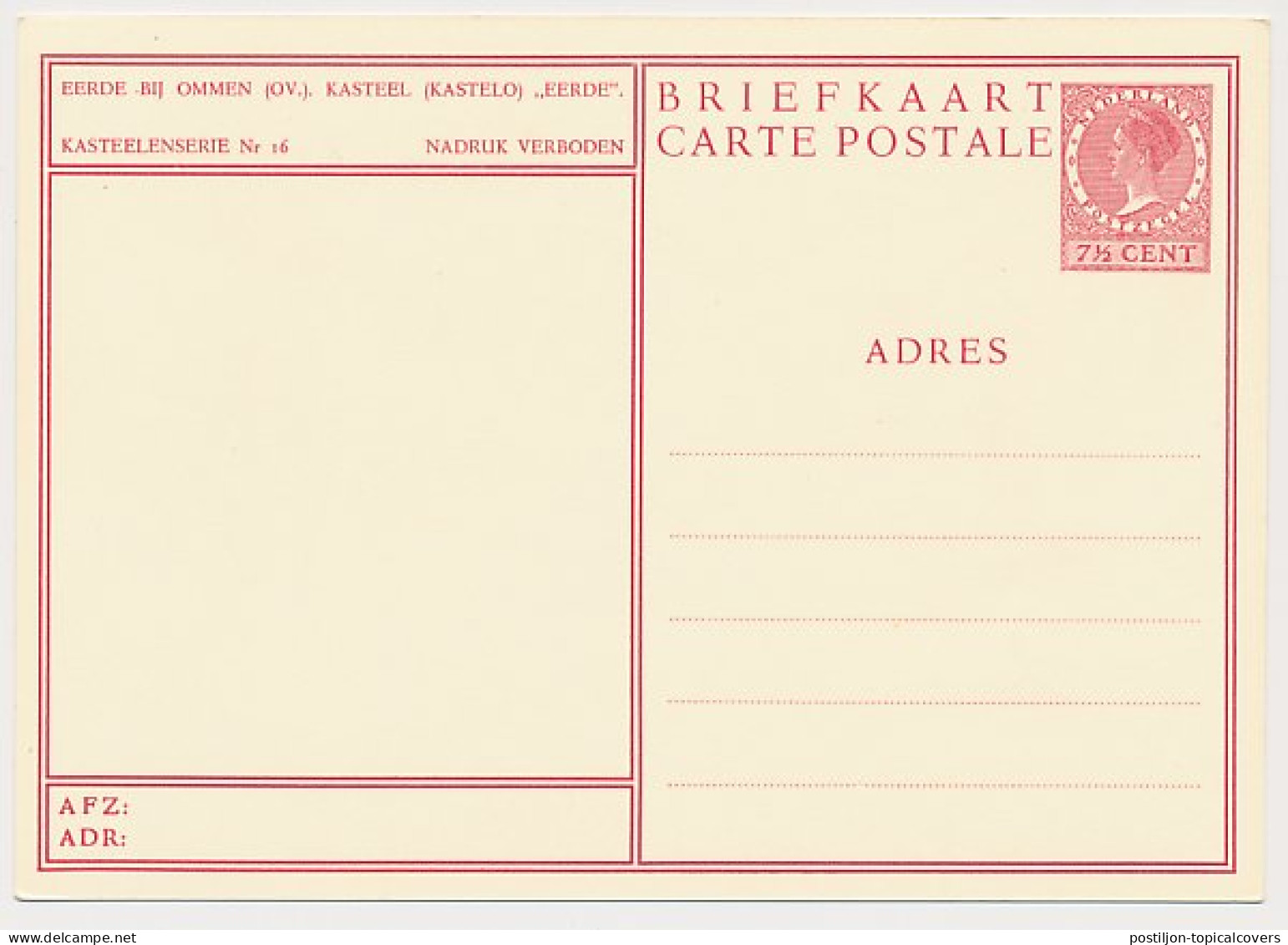 Briefkaart G. 257 P - Eerde  - Entiers Postaux