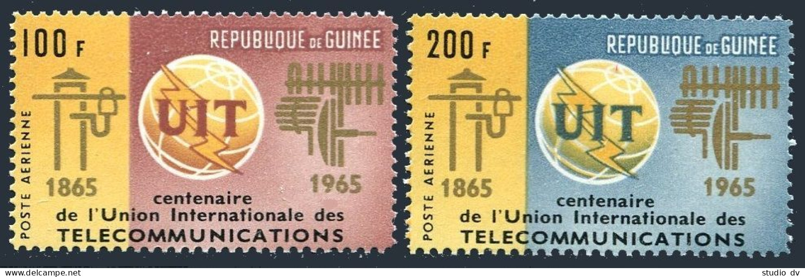 Guinea C73-C74, MNH. Michel 300-301. ITU-100, 1965. Communication Equipment. - Guinea (1958-...)