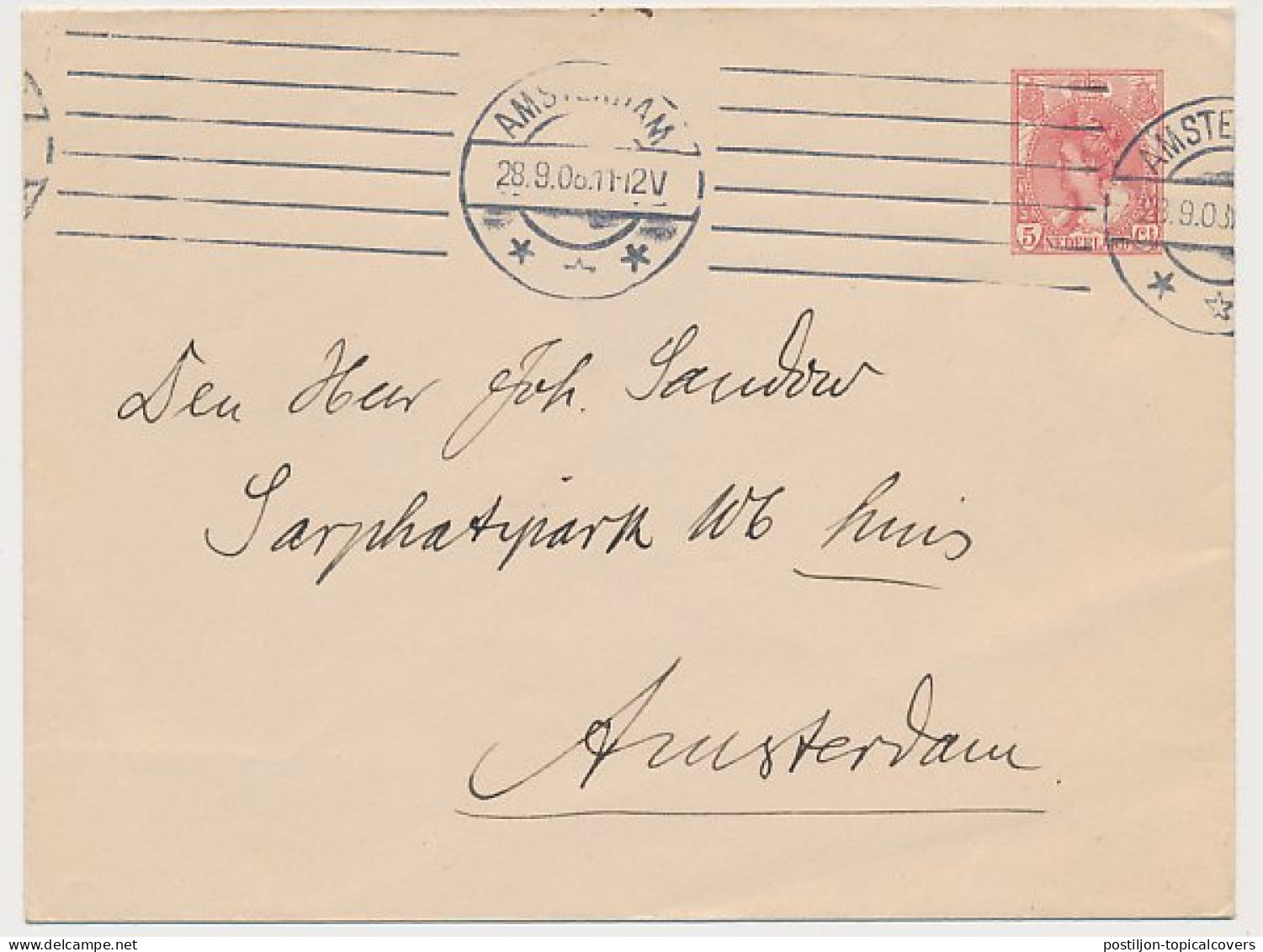 Envelop G. 10 Locaal Te Amsterdam 1906 - Entiers Postaux