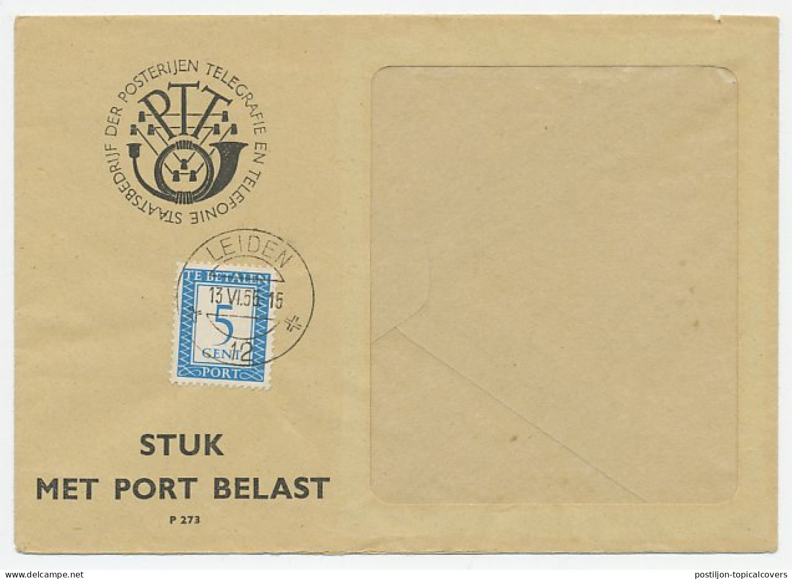 Emissie Port 1947 Dienst Envelop Leiden - Unclassified