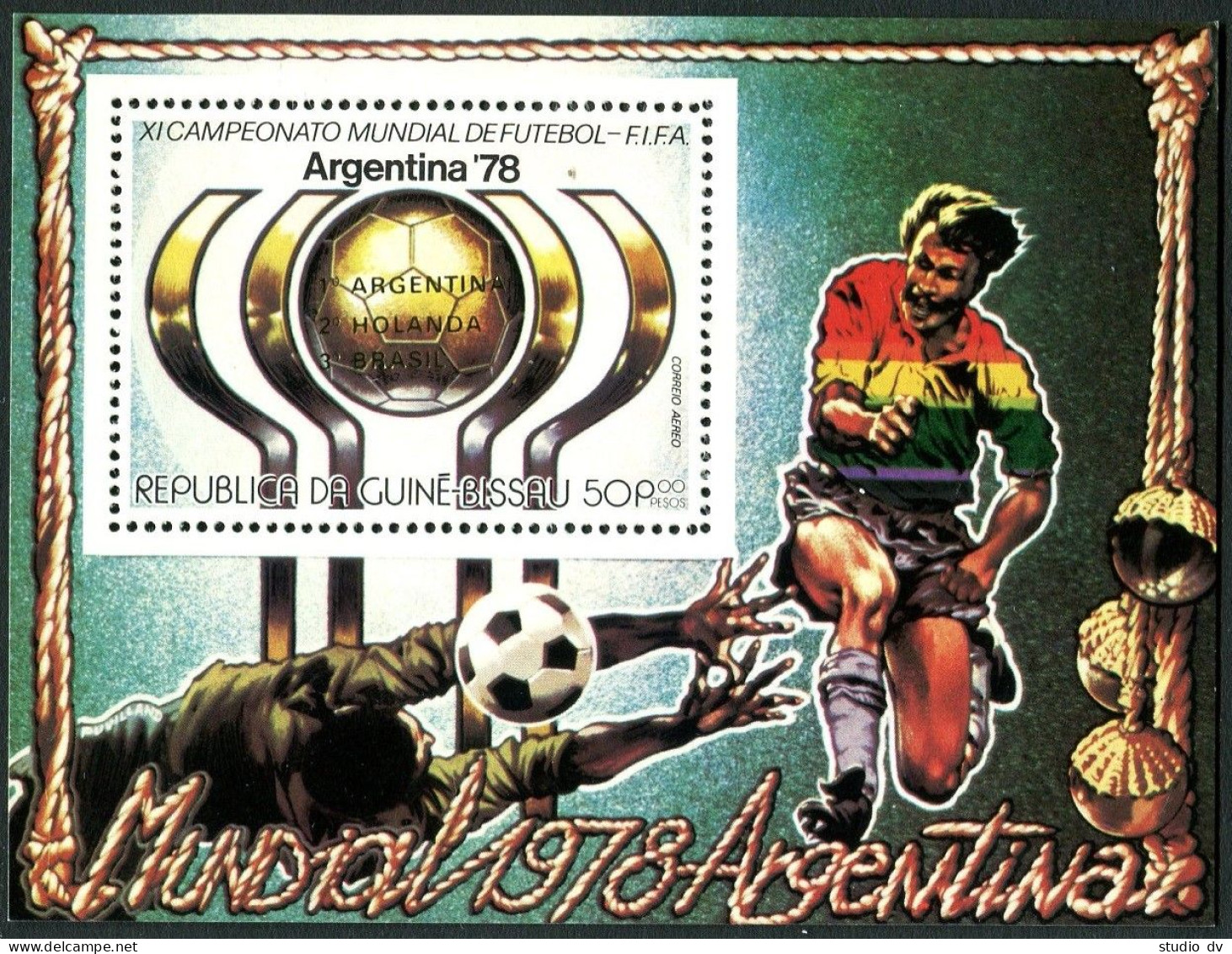 Guinea Bissau 393F, MNH. Mi Bl.119a. World Soccer Cup Argentina-1978. Winners. - Guinea (1958-...)
