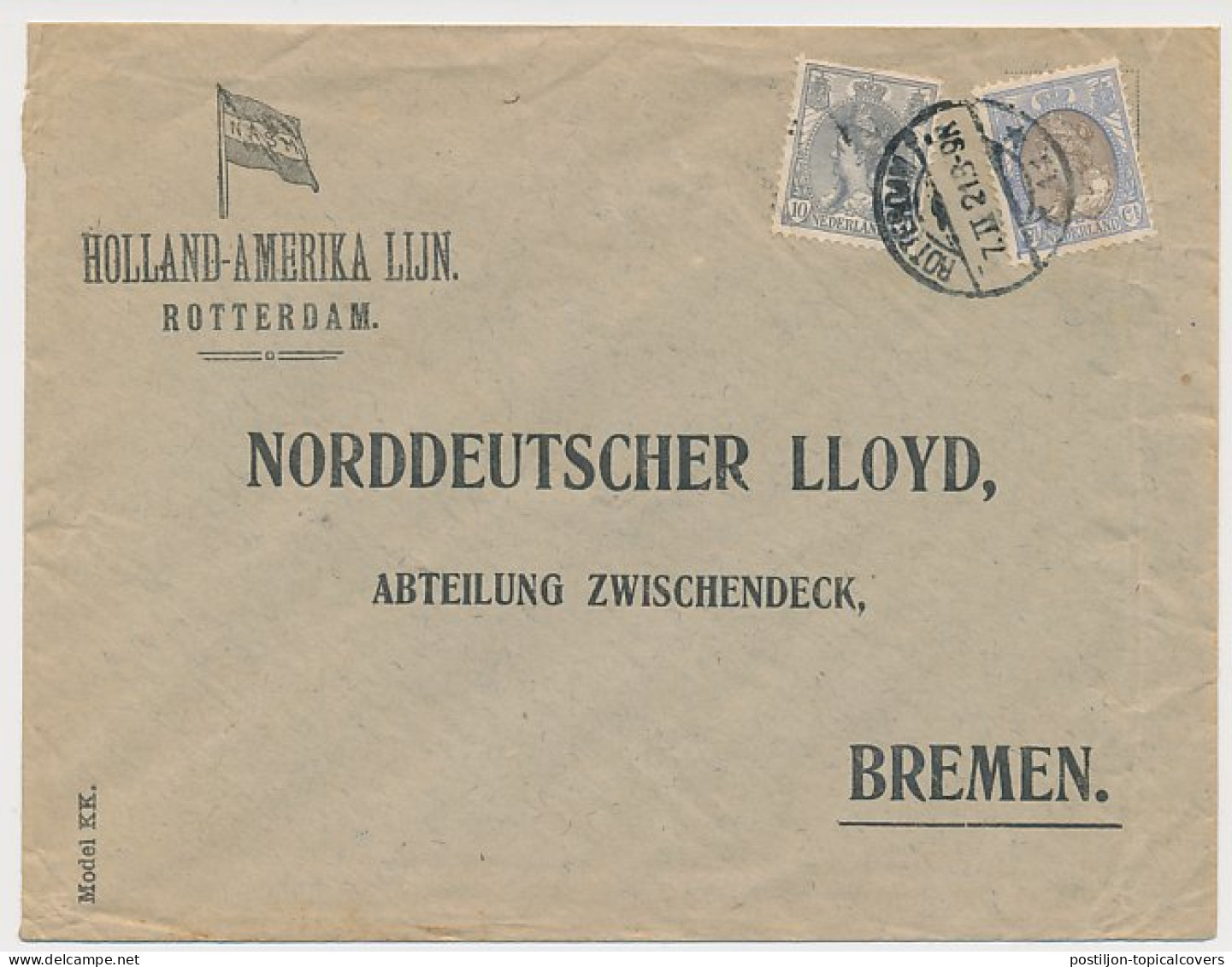 Firma Envelop Rotterdam 1921 - Holland Amerika Lijn - N.A.S.M. - Unclassified