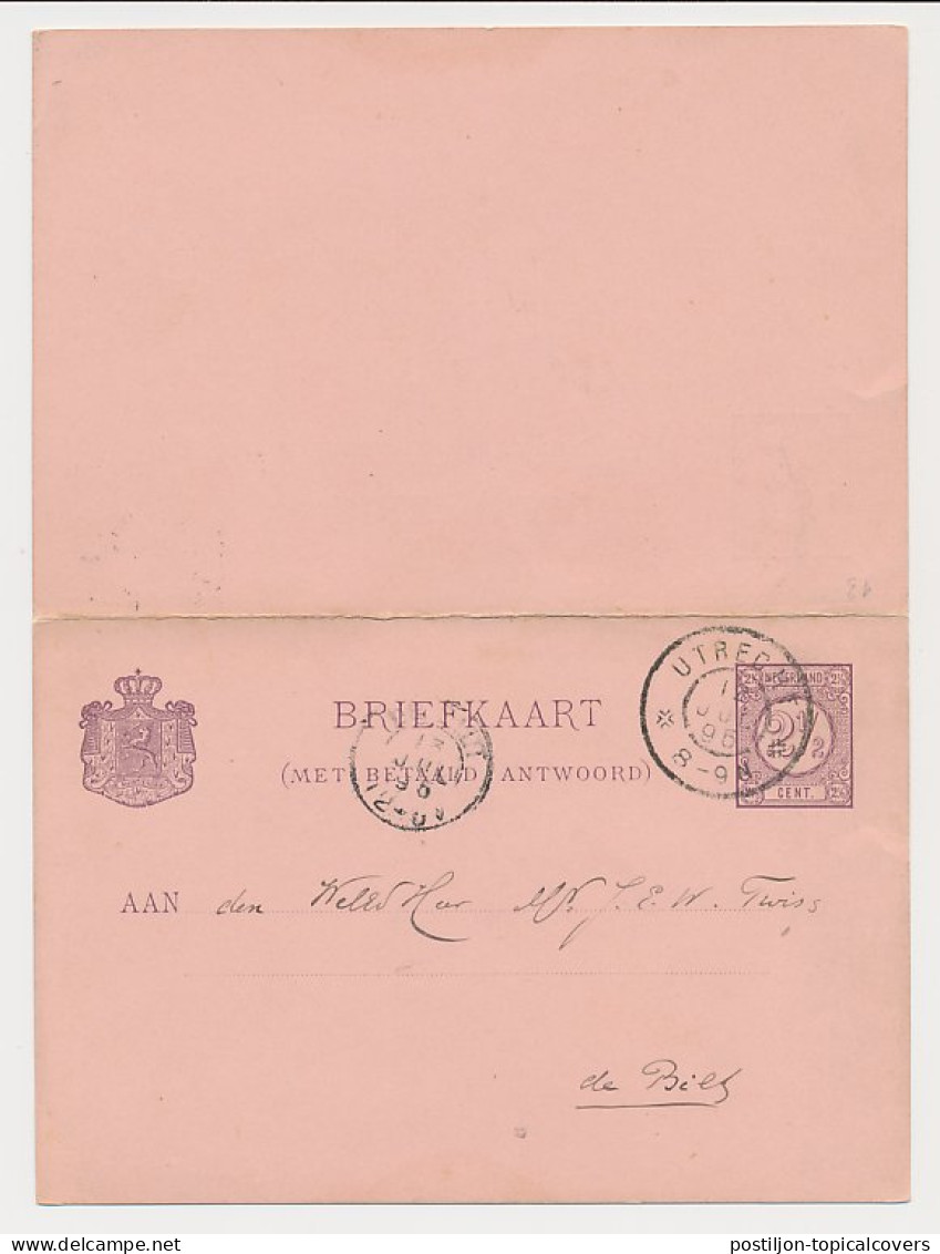 Briefkaart G. 24 Utrecht - De Bilt 1895 - Entiers Postaux