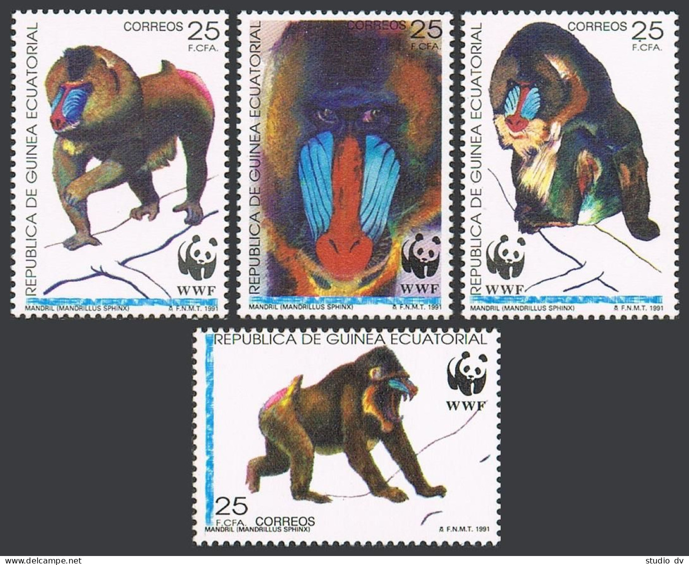 Equatorial Guinea 159-162, Hinged. Michel 1731-1734. WWF-1991. Madrillus Sphinx. - Guinée (1958-...)