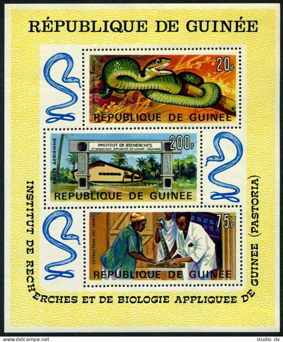 Guinea C88a Sheet, MNH. Michel Bl.24. Institute Of Biology, 1967. - Guinea (1958-...)