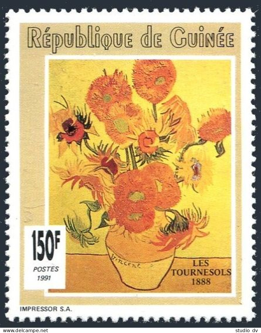 Guinea 1190, MNH. Michel . Sunflowers, By Vincent Van Gogh, 1992. - Guinée (1958-...)