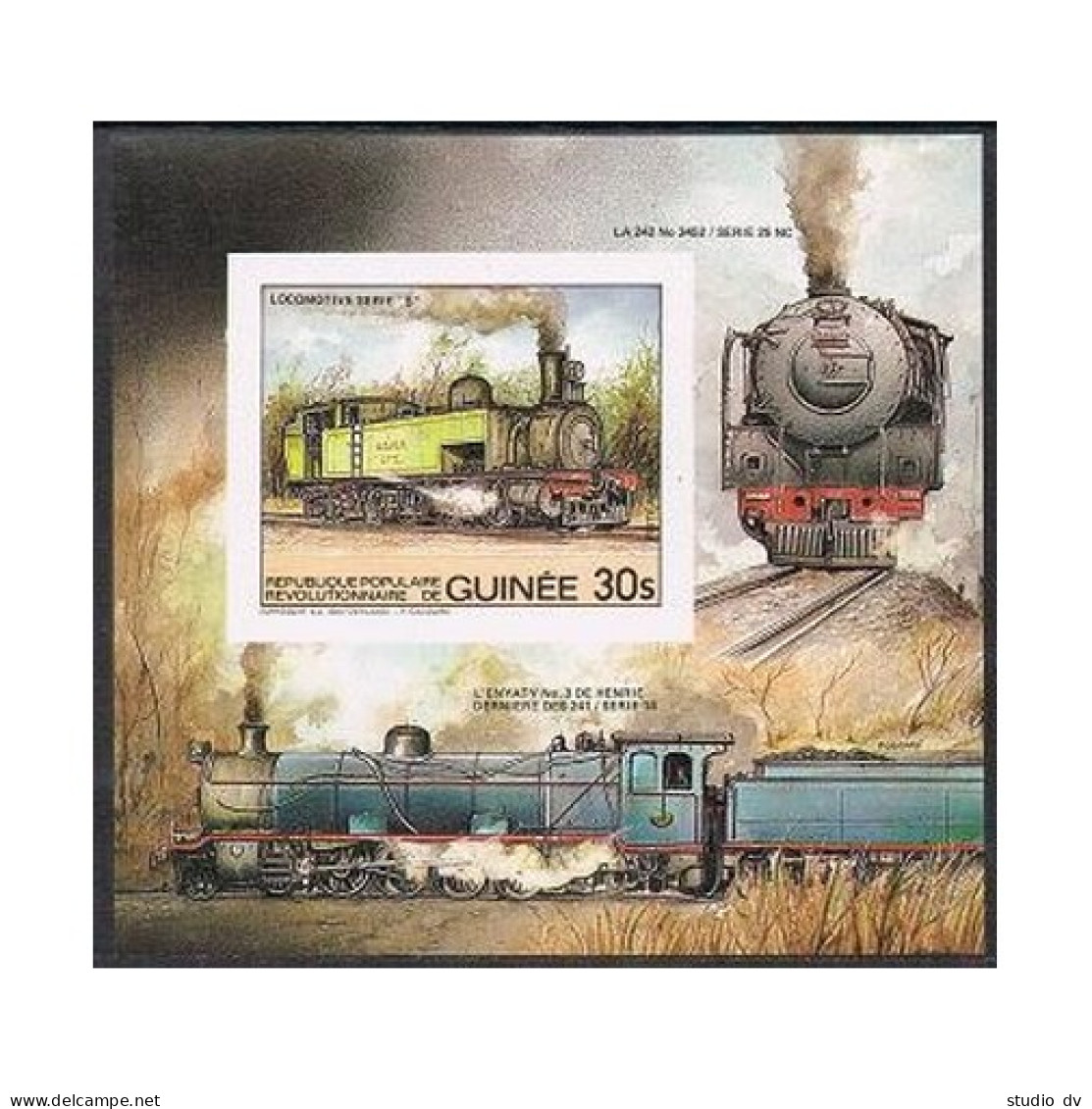Guinea 889 Sheet,MNH.Michel 987 Bl.89. Transportation 1984. Series B Locomotive. - Guinée (1958-...)