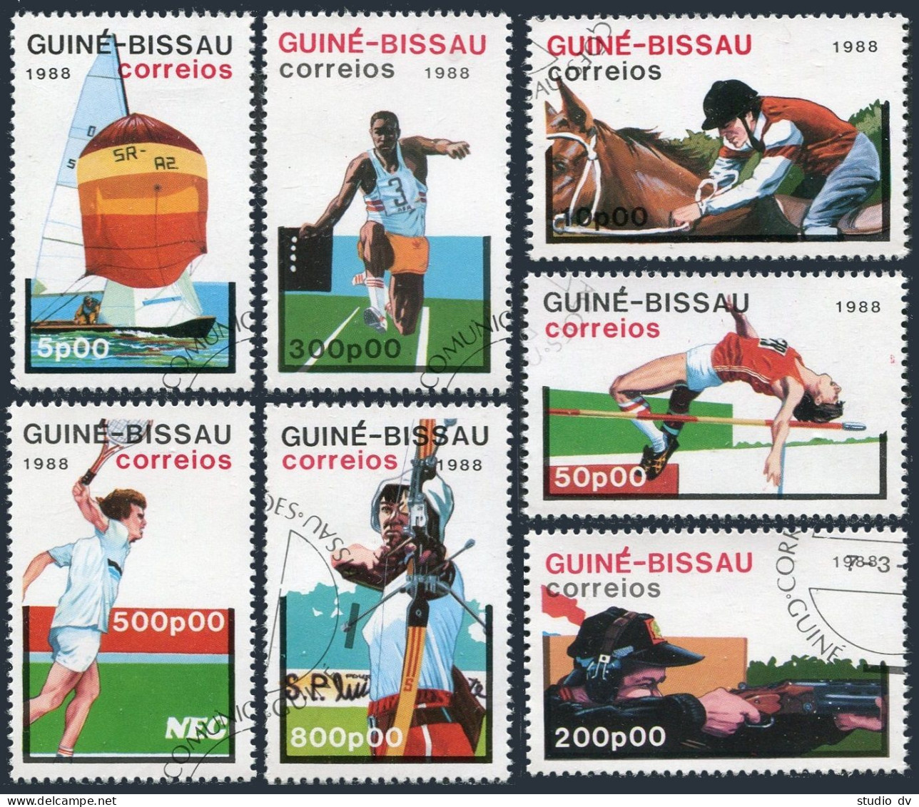 Guinea Bissau 719-726,CTO. Olympics,Seoul-1988.Soccer,Tennis,Yachting,Equestrian - Guinea (1958-...)
