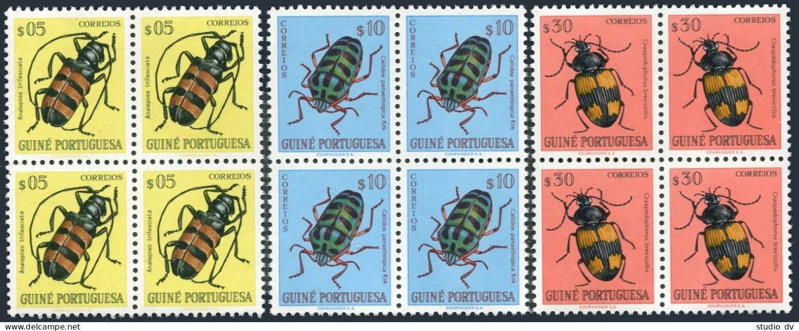 Portuguese Guinea 281-283 Blocks/4,MNH.Michel 281-283. Beetles 1953. - Guinea (1958-...)