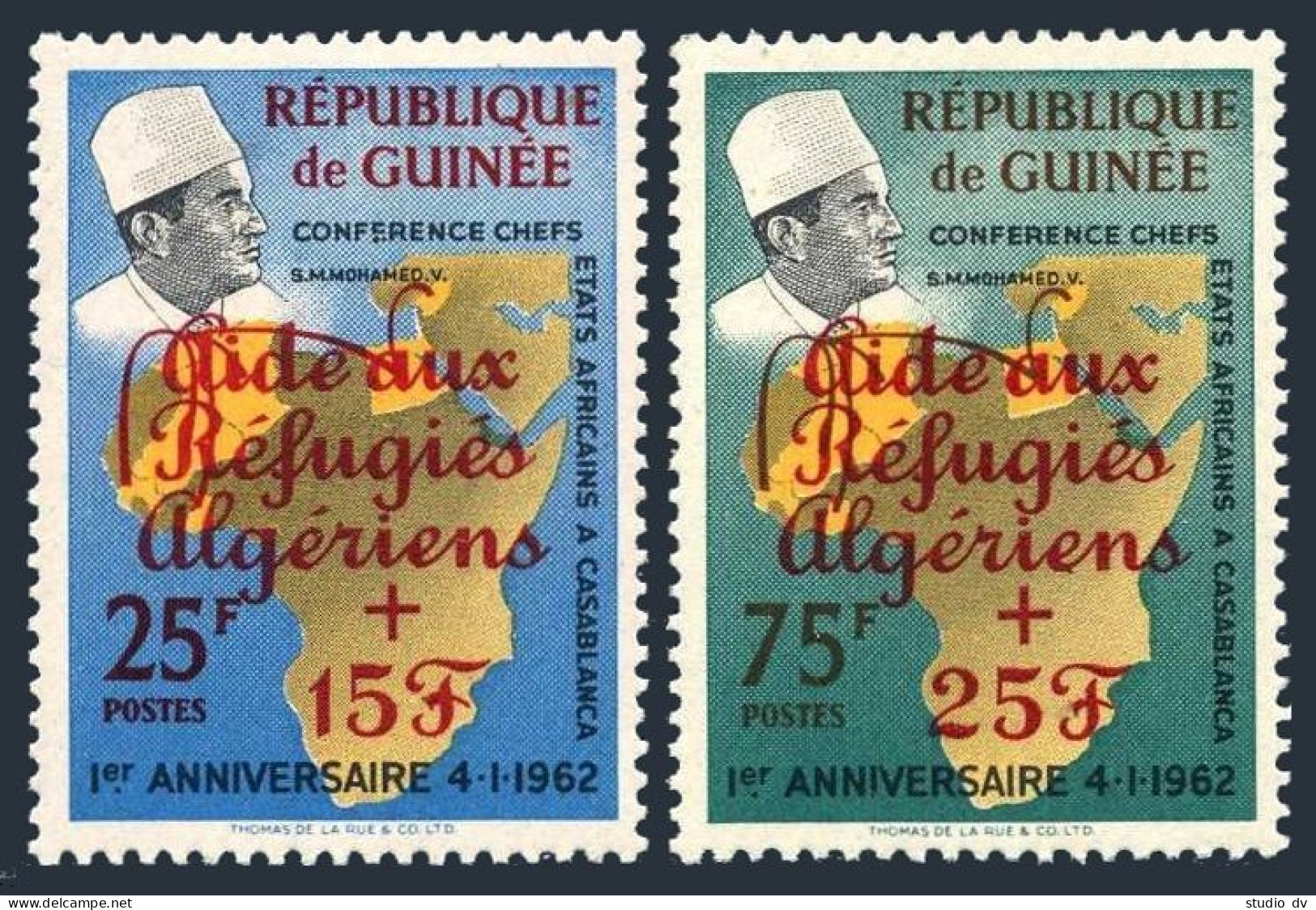 Guinea B36-B37,MNH.Michel 143-144. To Help Algerian Refugee,1962. - Guinée (1958-...)