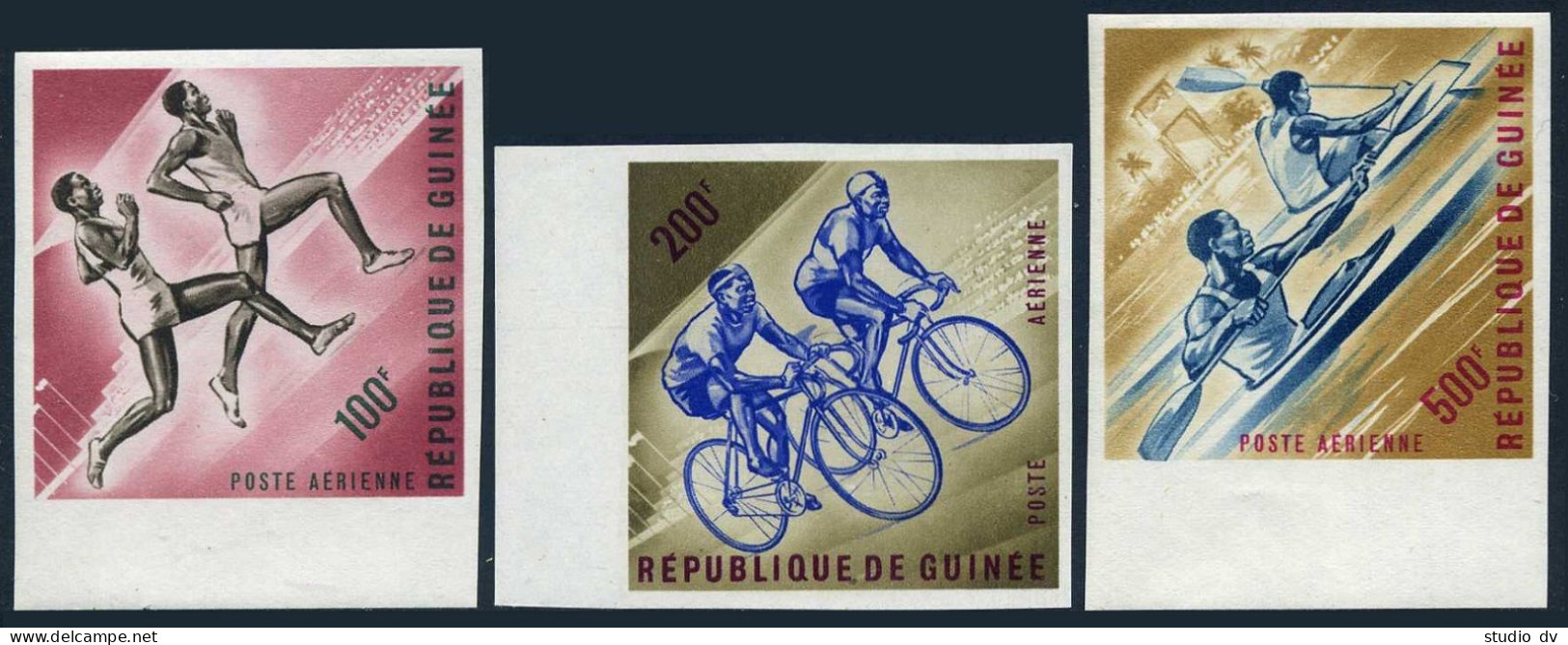 Guinea C44-C46 Imperf,MNH.Mi 176B-178B. Sport 1963.Basketball,Boxing,Running, - Guinee (1958-...)