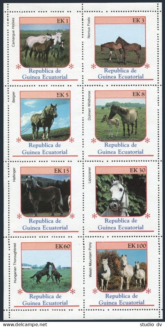 Eq Guinea Michel 805-812,Bl.D213,E213,MNH. Horses,1976. - Guinée (1958-...)