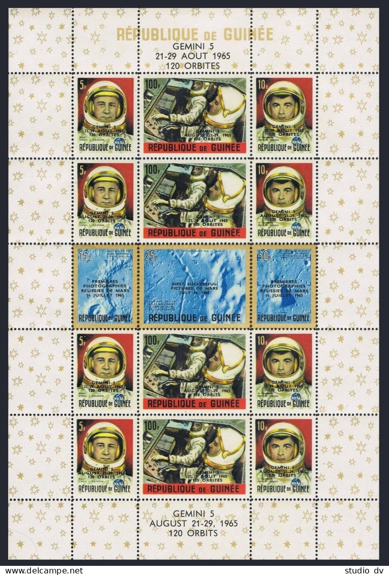 Guinea 388a-393b,MNH.Mi 339-341. American Space Achievements,Gemini 5,1965. - Guinée (1958-...)