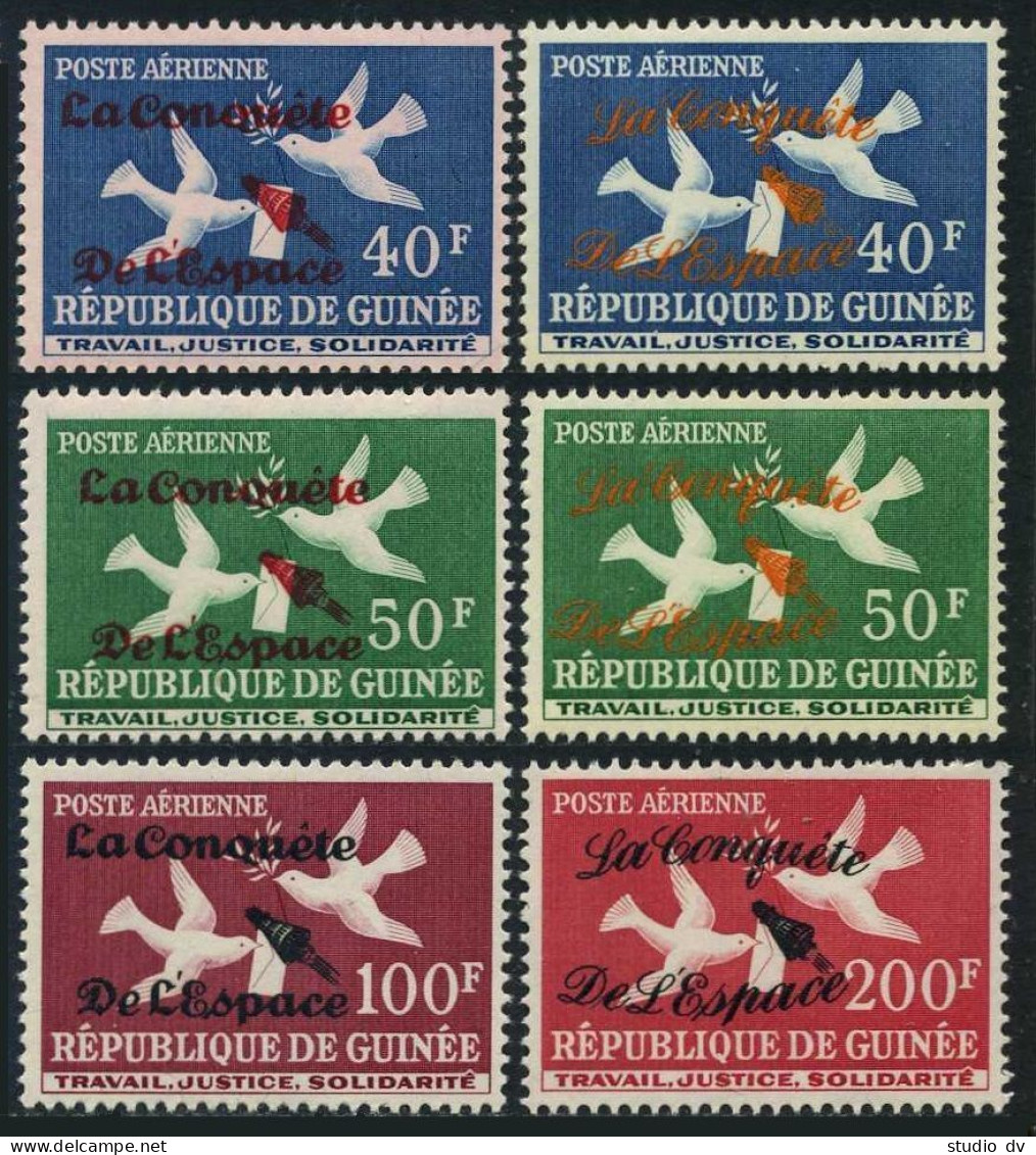 Guinea C35-C38 Type 1-2,MNH.Mi 145-I-148-II. The Conquest Of Space,1962. - Guinée (1958-...)