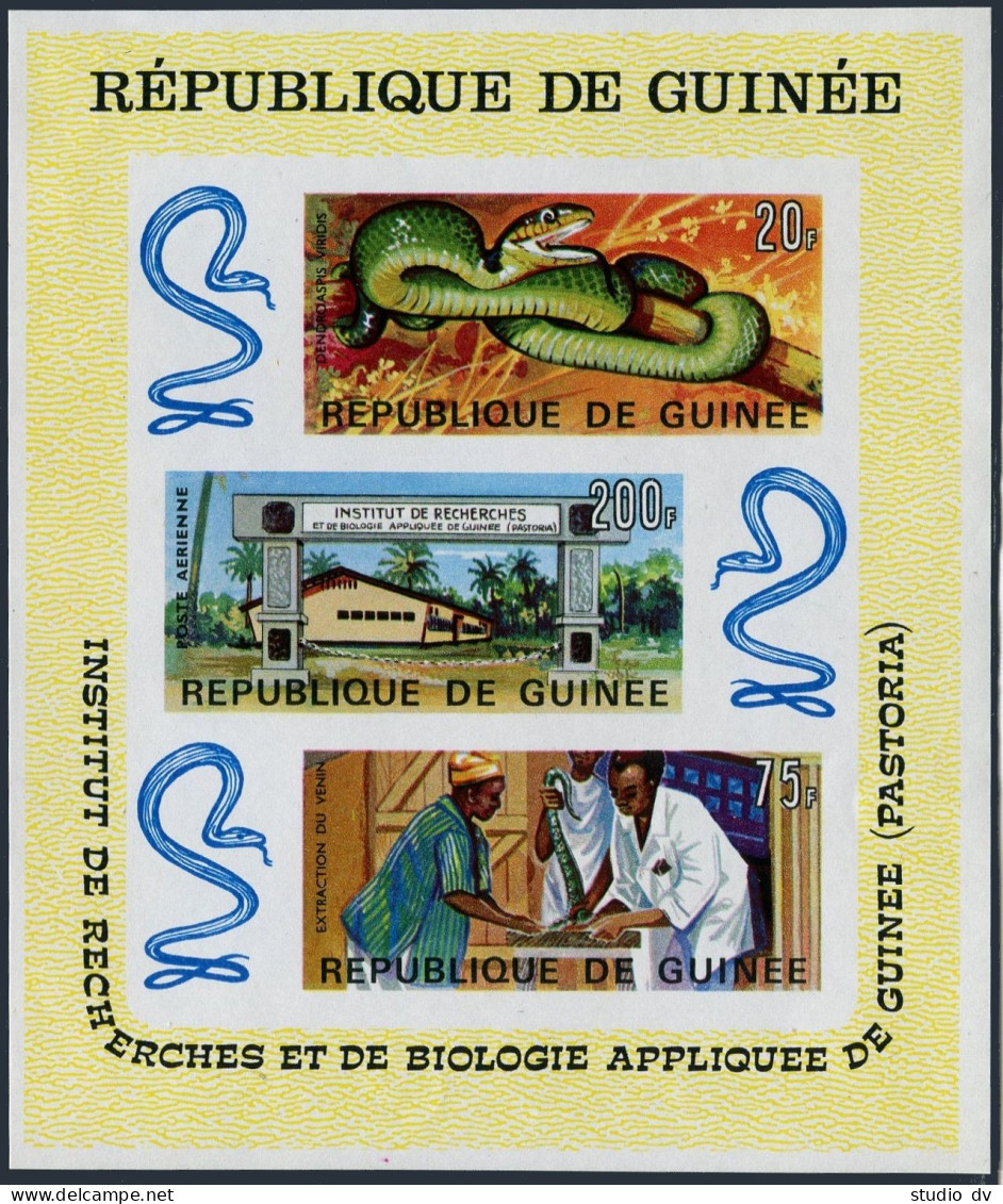 Guinea C88a Imperf.hinged.Michel Bl.24B. Institute Of Biology.Snake.1967. - Guinée (1958-...)