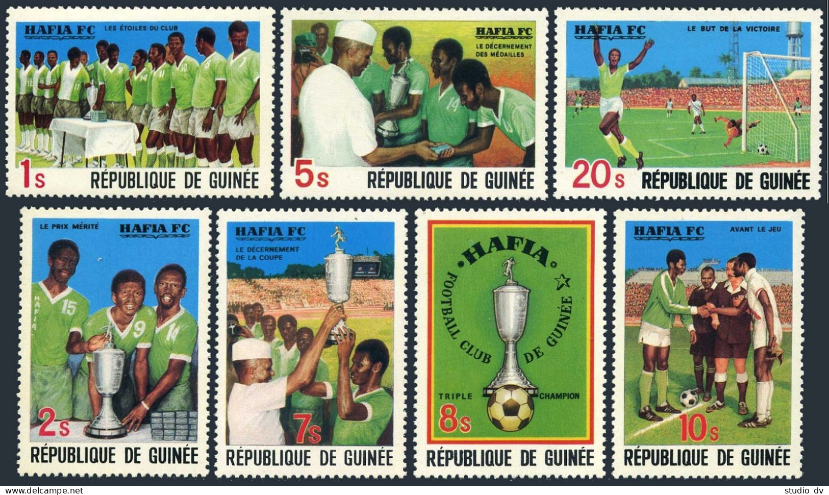 Guinea 782-788 Perf,imperf,MNH.Michel 850-857 A,B. Hafia Soccer Team,1979. - Guinea (1958-...)
