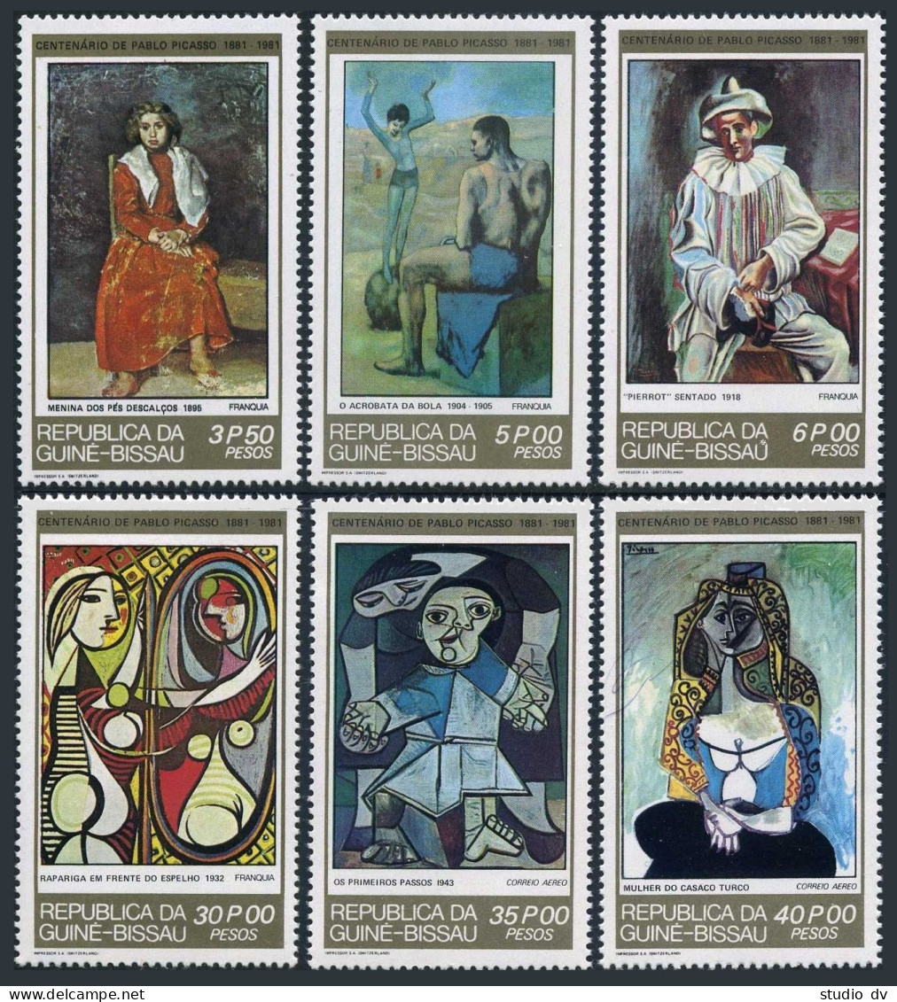 Guinea Bissau 416-419,C32-C33,C34 Sheet,MNH.Mi 602-607,Bl.201.Pablo Picasso,1981 - Guinée (1958-...)