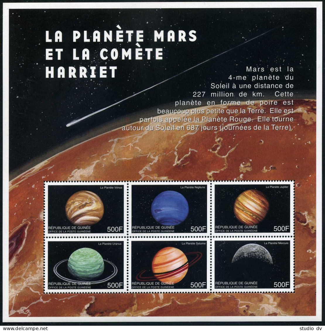 Guinea 1613-1614 Af Sheets,MNH. Space Exploration,1999.Planets.Mariners,Phobos, - Guinée (1958-...)