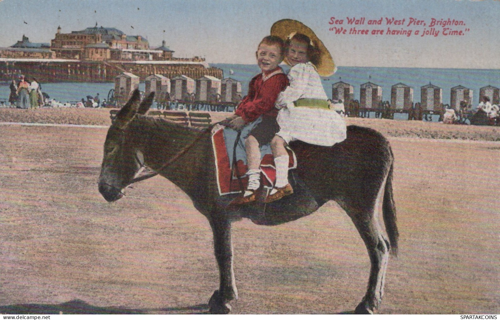 BURRO Animales Niños Vintage Antiguo CPA Tarjeta Postal #PAA348.ES - Donkeys