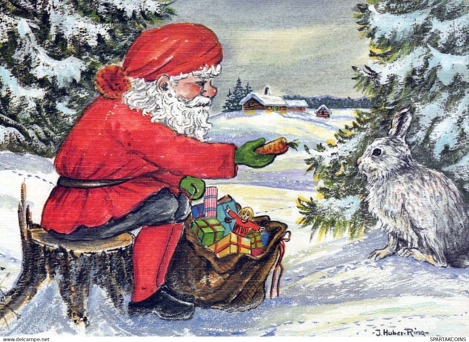 PAPÁ NOEL Feliz Año Navidad Vintage Tarjeta Postal CPSM #PBB078.ES - Santa Claus