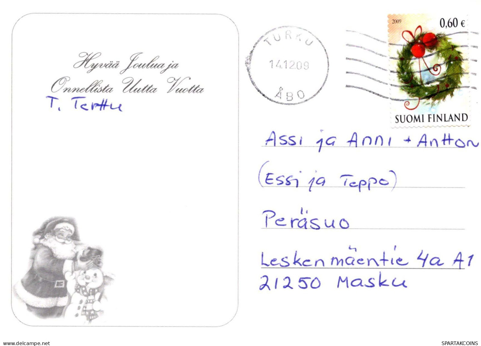 PAPÁ NOEL Feliz Año Navidad CIERVOS Vintage Tarjeta Postal CPSM #PBB217.ES - Santa Claus