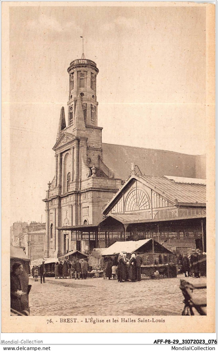 AFFP8-29-0652 - BREST - L'église Et Les Halles Saint-louis  - Brest