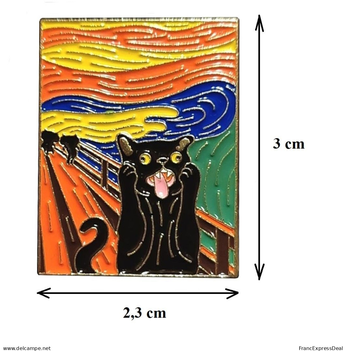 Pin's NEUF En Métal Pins - Chat Noir Dans Le Tableau Le Cri Edvard Munch - Animals