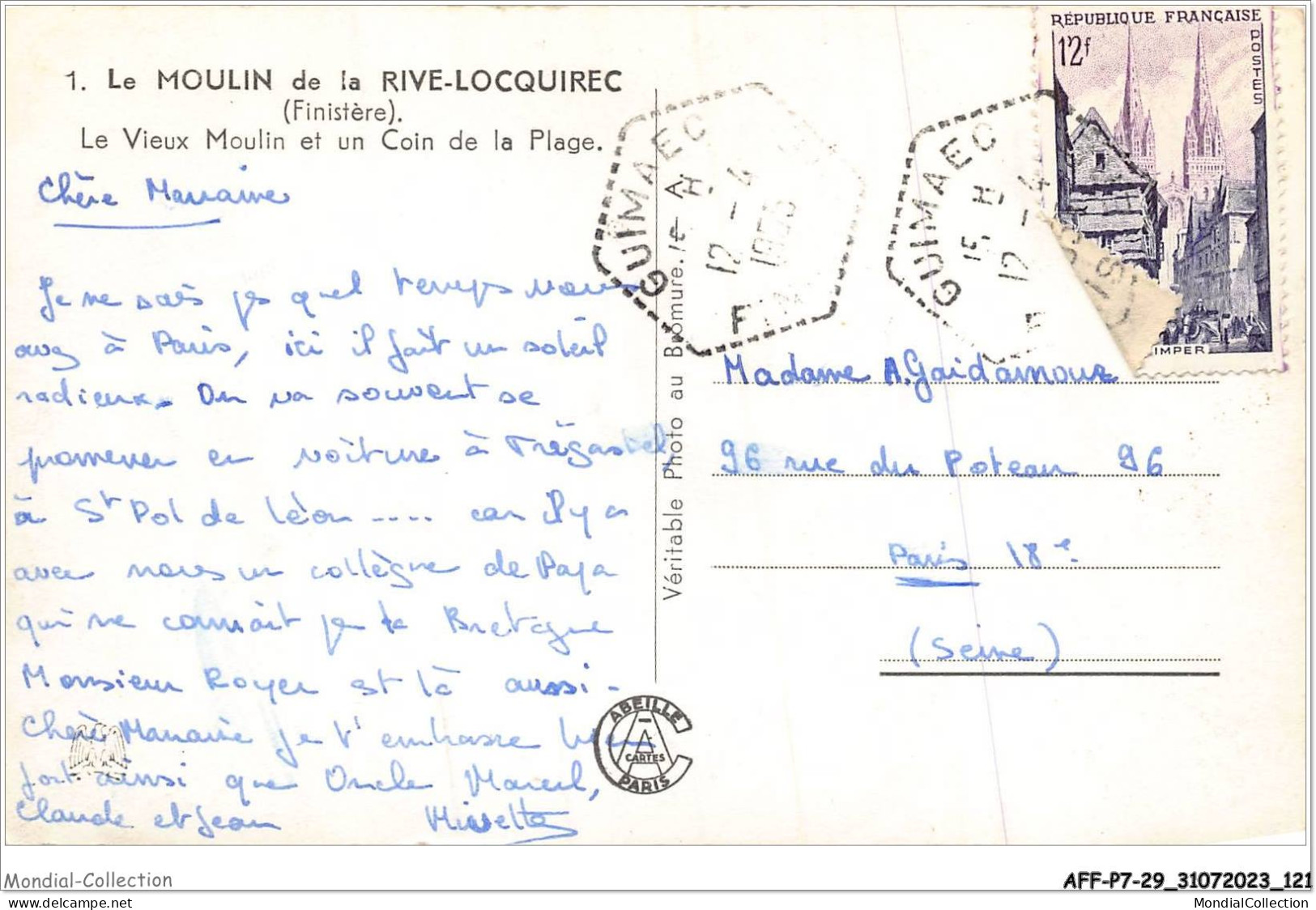 AFFP7-29-0588 - Le Moulin De La RIVE-LOCQUIREC - Le Vieux Moulin Et Un Coin De La Plage - Locquirec