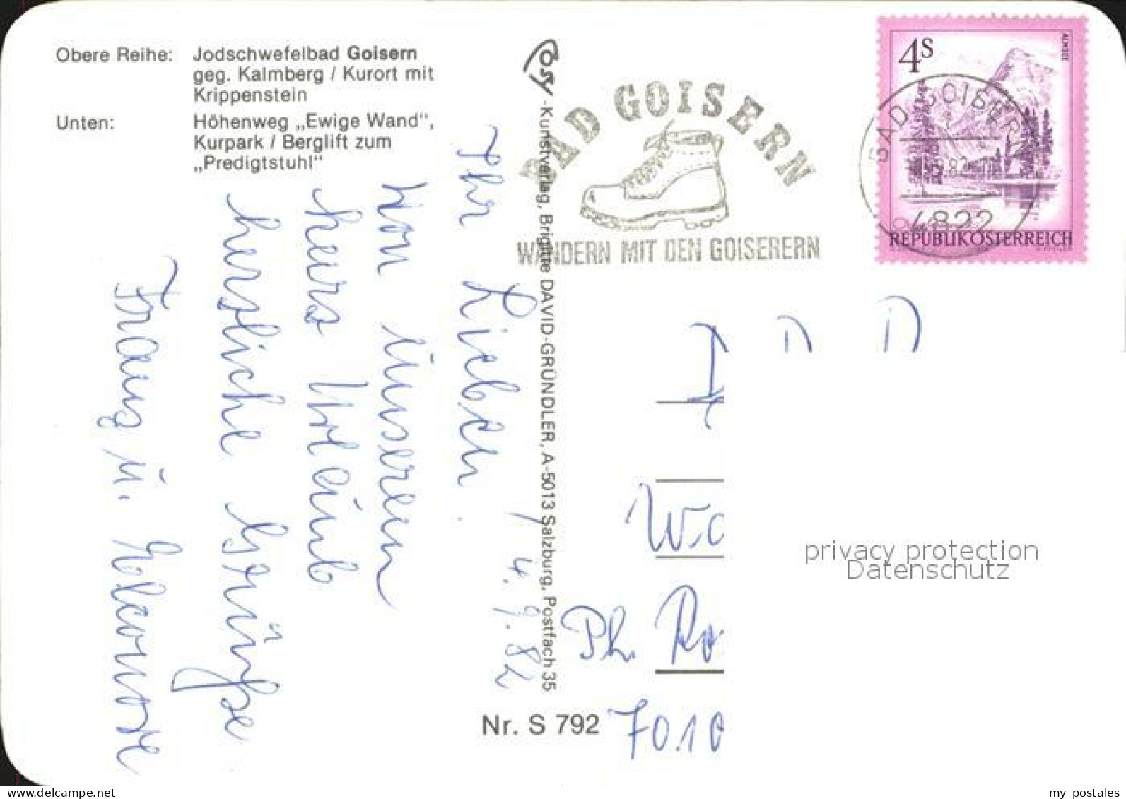 72536707 Bad Goisern Salzkammergut Jodschwefelbad Krippenstein Ewige Wand Bergli - Other & Unclassified