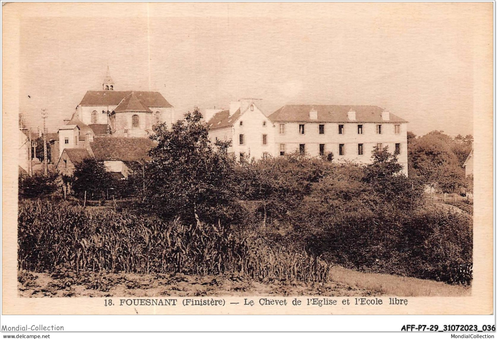 AFFP7-29-0546 - FOUESNANT - Le Chevet De L'église Et L'école Libre - Fouesnant